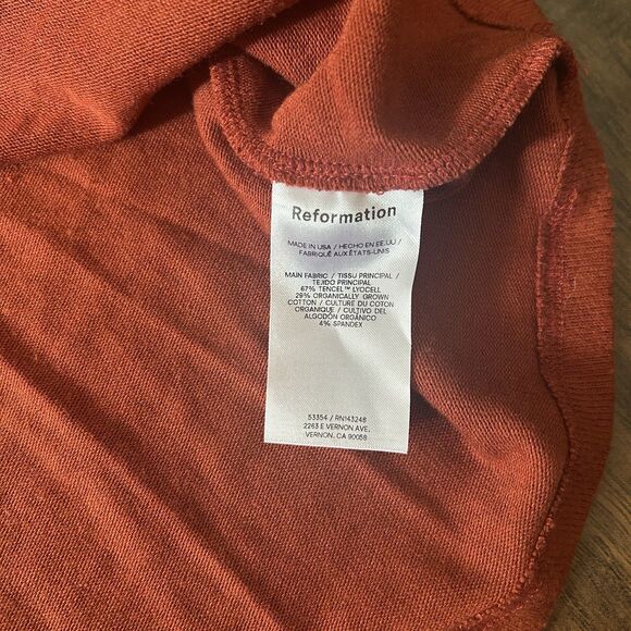 Reformation Long Sleeve Mini Dress Burnt Orange Women’s Large Fall - Picture 6 of 8